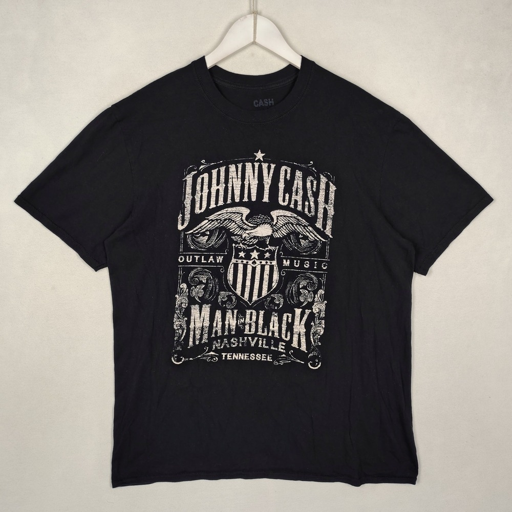 Johnny Cash Man in Black Nashville Outlaw Music Graphic T-Shirt Black Large